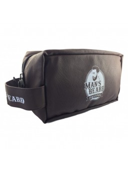 Trousse de toilette rectangulaire en simili cuir marron Man's Beard