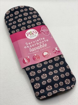 Serviette hygiénique lavable noire