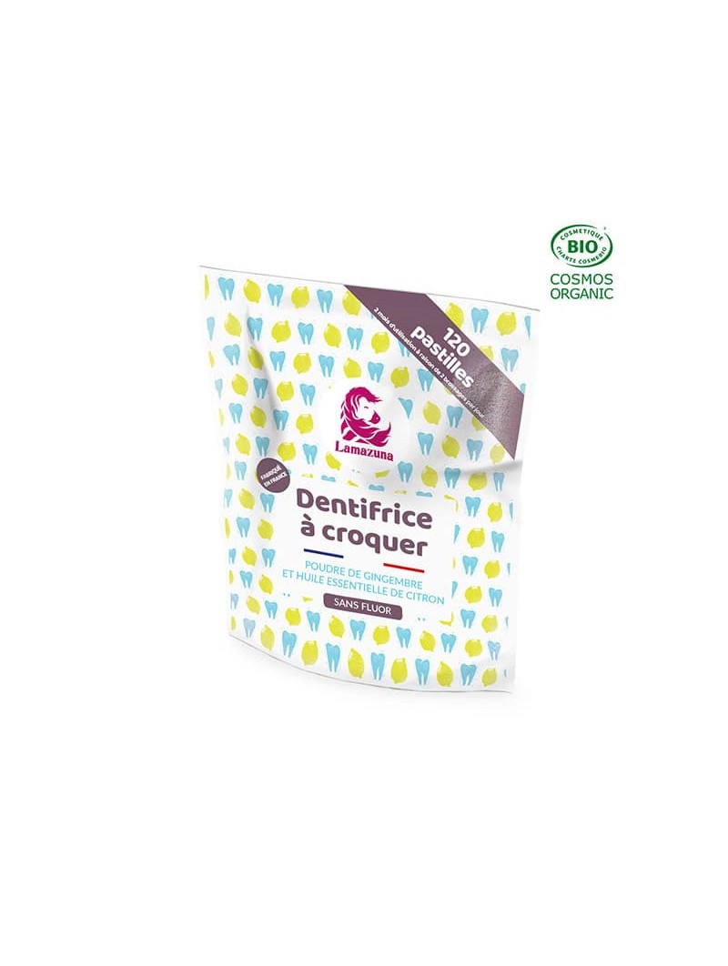 Dentifrice solide à croquer citron et gingembre Bio Lamazuna
