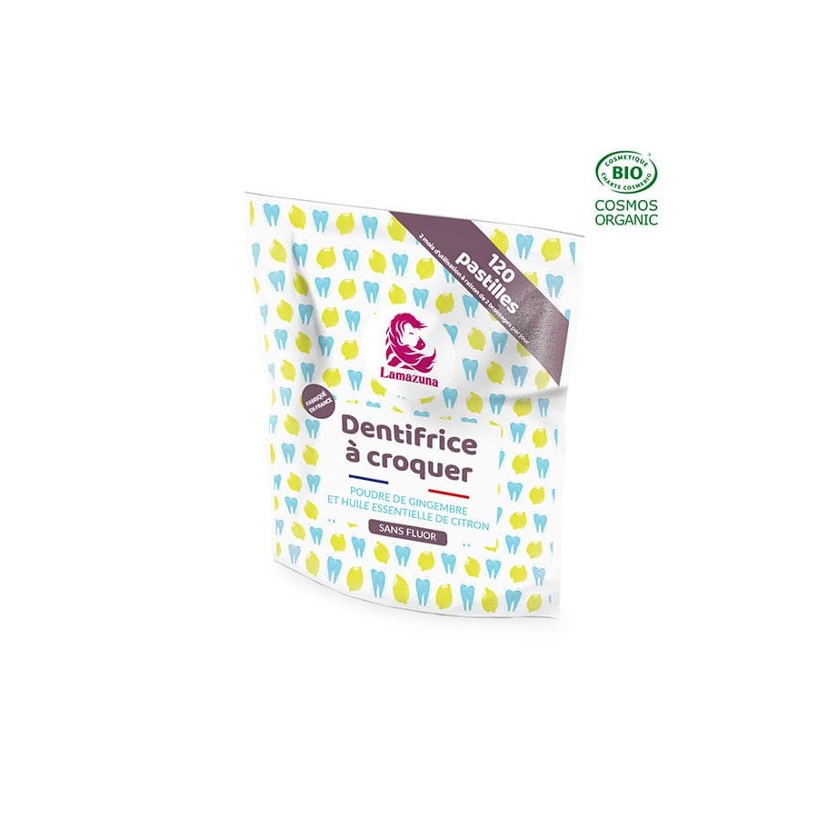 Dentifrice solide à croquer citron et gingembre Bio Lamazuna