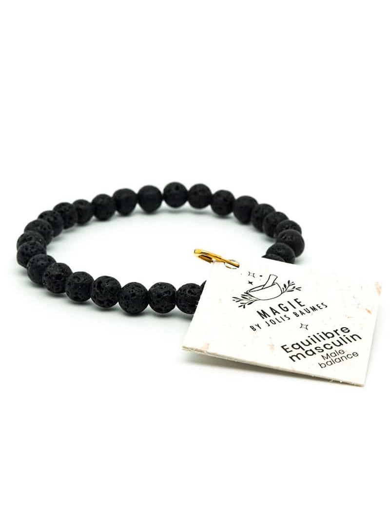 Bracelet équilibre masculin en Pierre de Lave Jolis Baumes