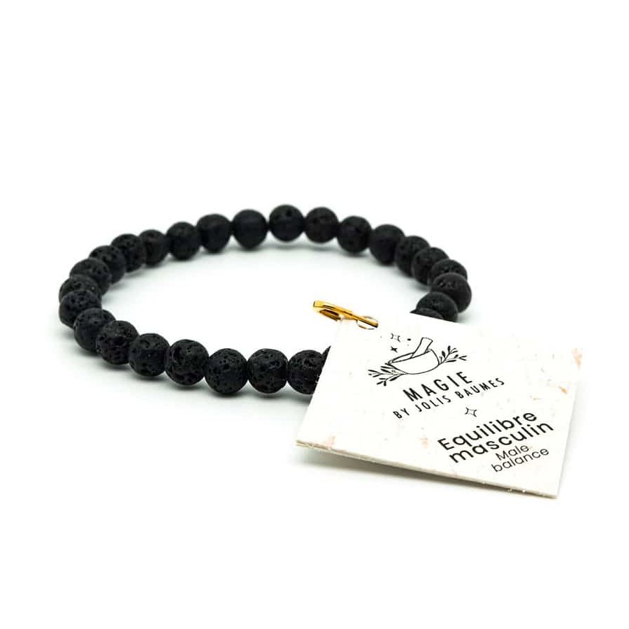 Bracelet équilibre masculin en Pierre de Lave Jolis Baumes