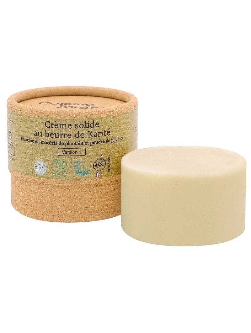 Crème solide plantain et jujubier pour peaux sensibles naturelle et Bio Comme Avant