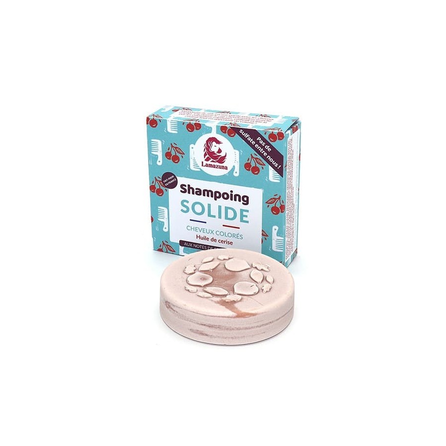 Shampoing solide pour cheveux colorés à l'huile de noyaux de cerise Bio Lamazuna