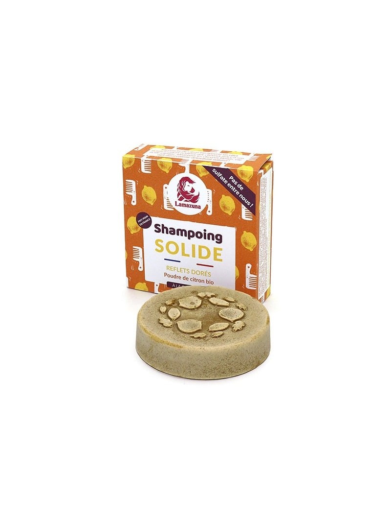 Shampoing solide pour reflets dorés au citron & camomille Bio Lamazuna - 70g