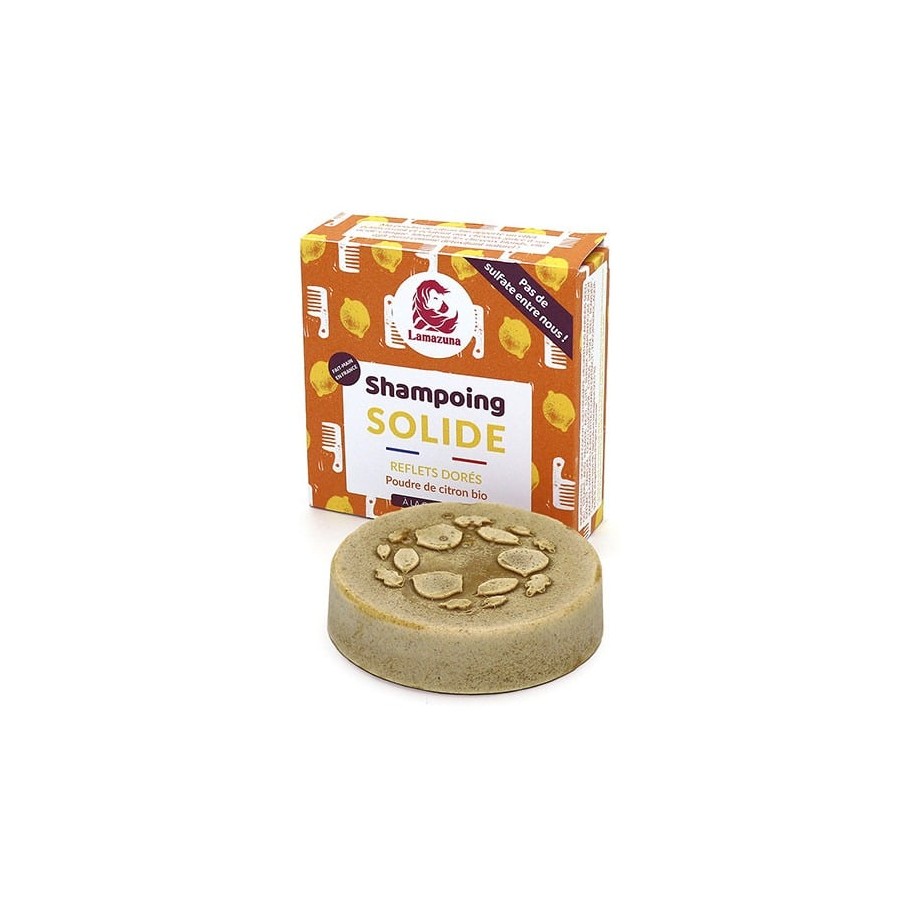 Shampoing solide pour reflets dorés au citron & camomille Bio Lamazuna - 70g