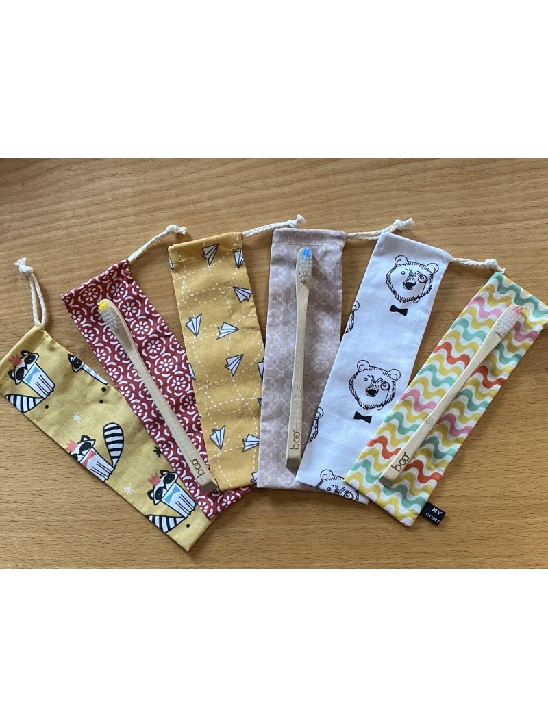 Pochette en coton pour brosse à dents enfant