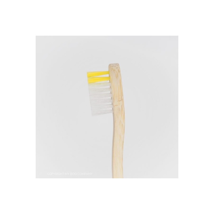 Brosse à dents en bambou pour enfant jaune
