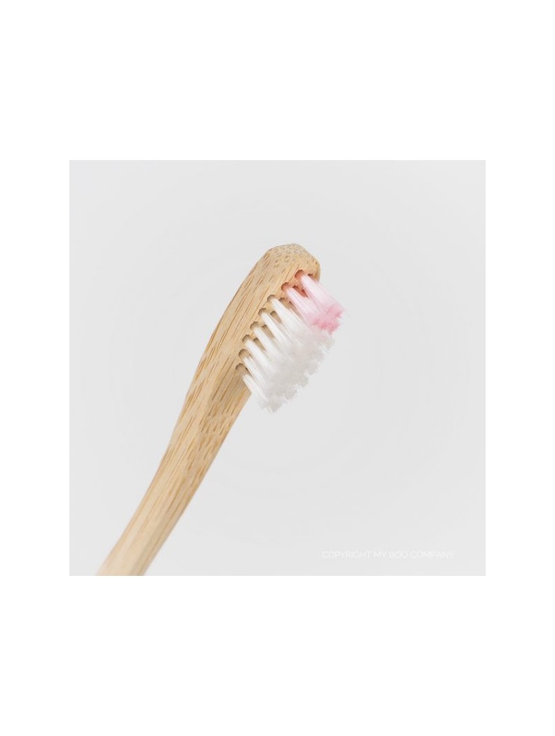 Brosse à dents en bambou pour enfant rose