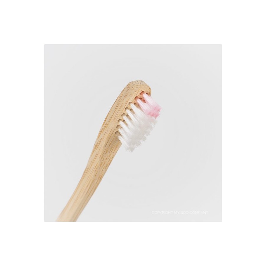 Brosse à dents en bambou pour enfant rose